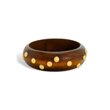 Brown Studded Wooden Bangle Bracelet