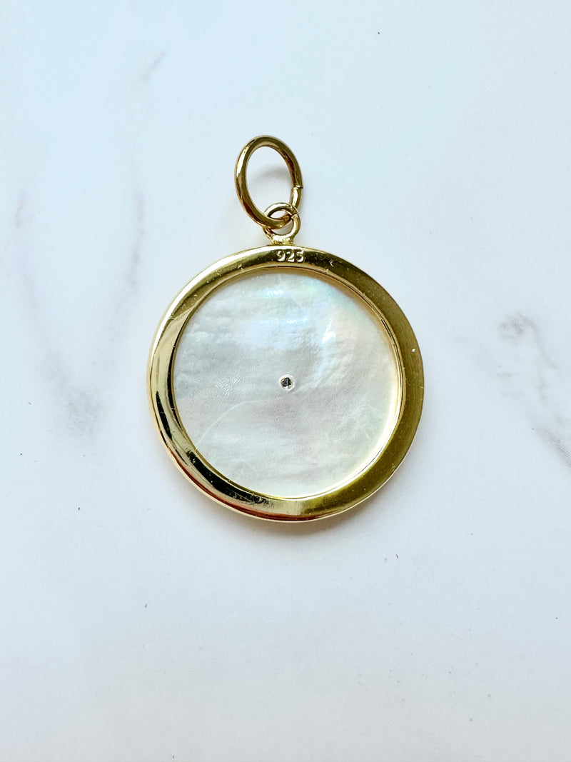 Mother of Pearl Star Disk Charm Pendant