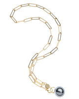 Fresh Water Pearl On Paper Clip Chain with Cz Clasp Necklace