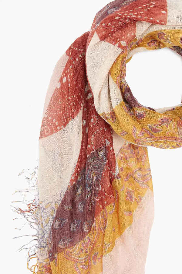 Spiced Wine Patchwork Cashmere and Silk Scarf by Chan Luu