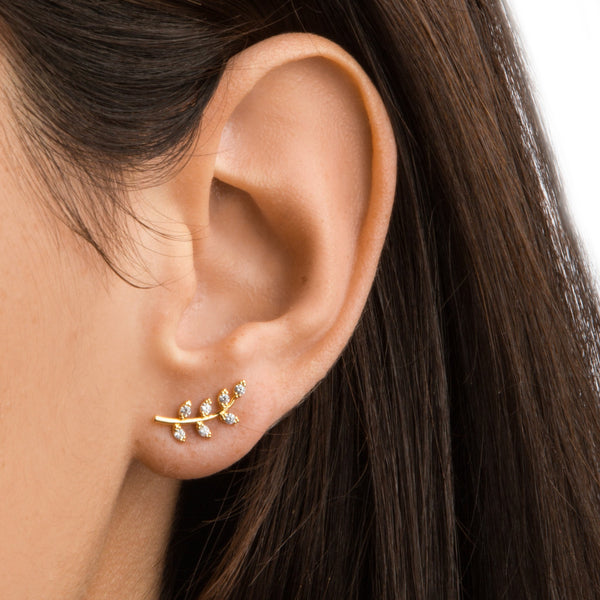 CZ Gold Leaf Earrings