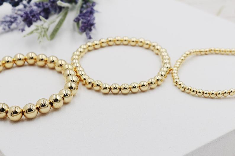 14k Gold Filled Bead Ball Stretch Bracelet By Menagerie