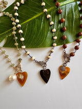 Moss Quartz Amara Diamond Heart Necklace