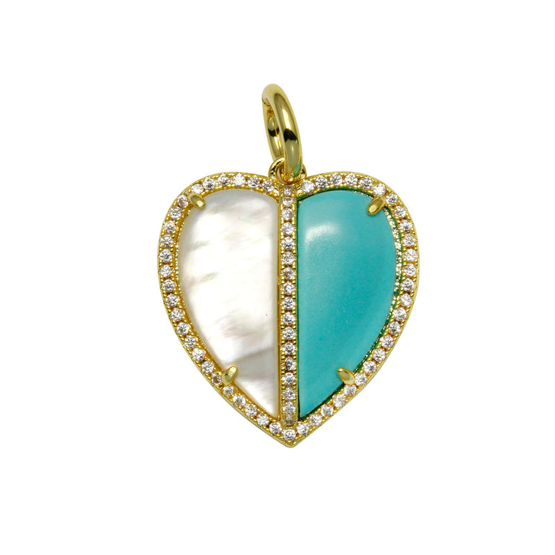 Malachite Cz Heart Charm Pendant