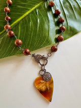 Wooden Amara Diamond Heart Necklace