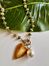 Moss Quartz Amara Diamond Heart Necklace