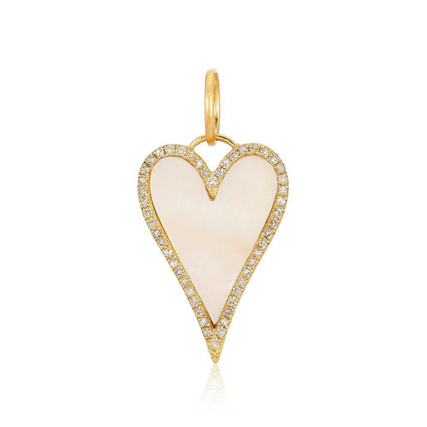 Mother of Pearl Cz Heart Charm Pendant