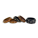 Black Studded Wooden Bangle Bracelet