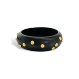 Black Studded Wooden Bangle Bracelet
