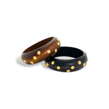 Black Studded Wooden Bangle Bracelet