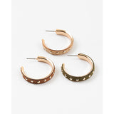 Suede Studded Hoop Earring