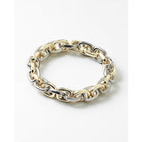 Mixed Metal Stretch Square Link Bracelet