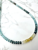 Faceted Moss Aquamarine Knotted Necklace