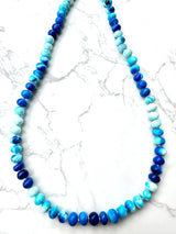 Ombré Smooth Blue Opal Knotted Necklace
