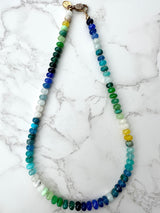 Kaleidoscope Faceted Jade Necklace with Pave Diamond Clasp