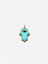 Turquoise and Sapphire Hamsa Charm Pendant