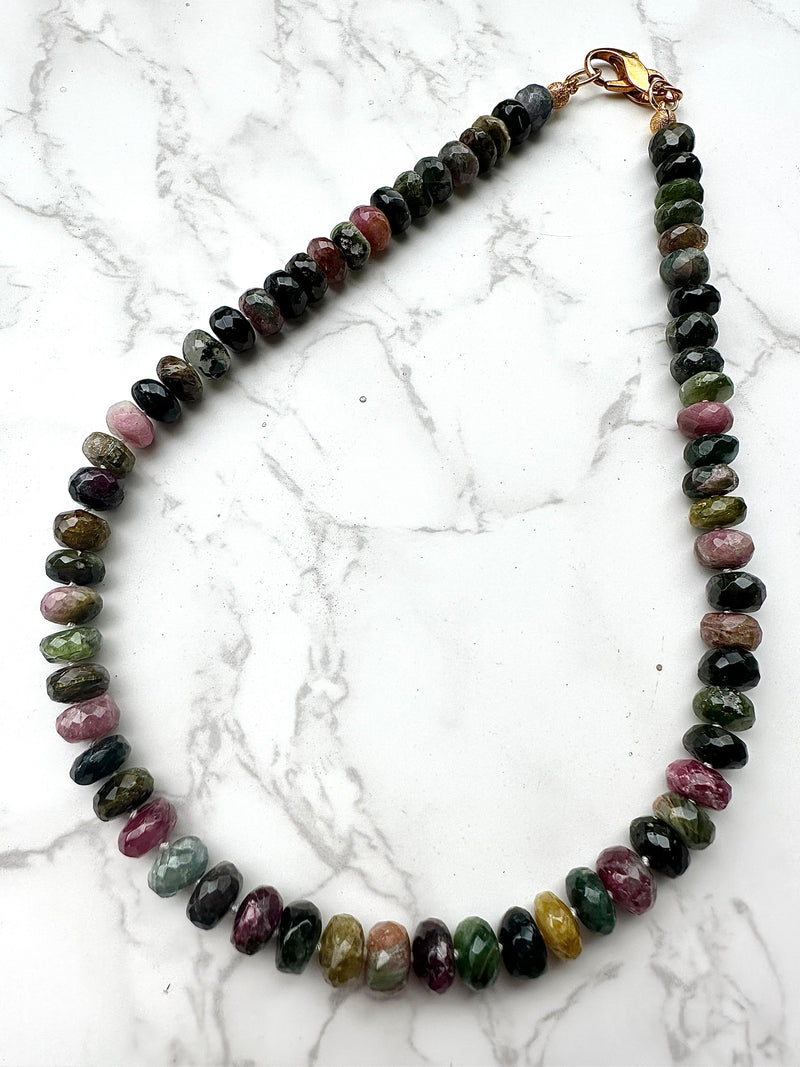 Faceted Tourmaline Knotted Necklace
