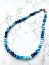 Ombré Smooth Blue Opal Knotted Necklace