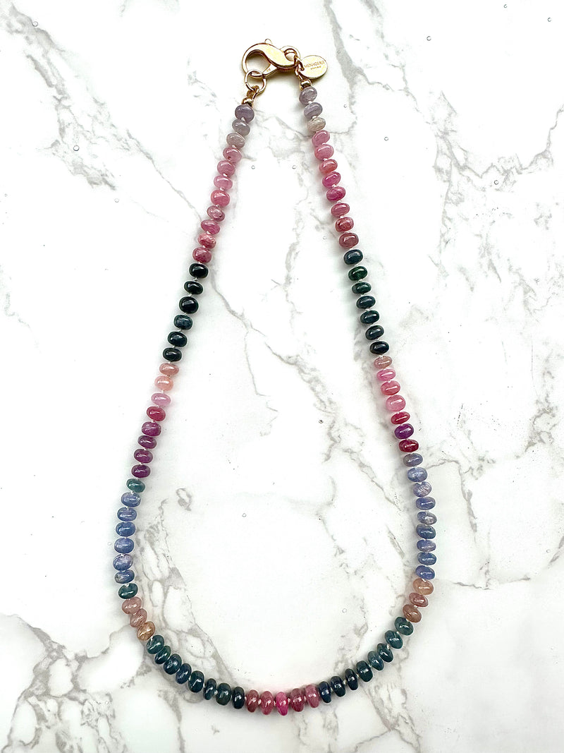Smooth Multi Sapphire Knotted Necklace