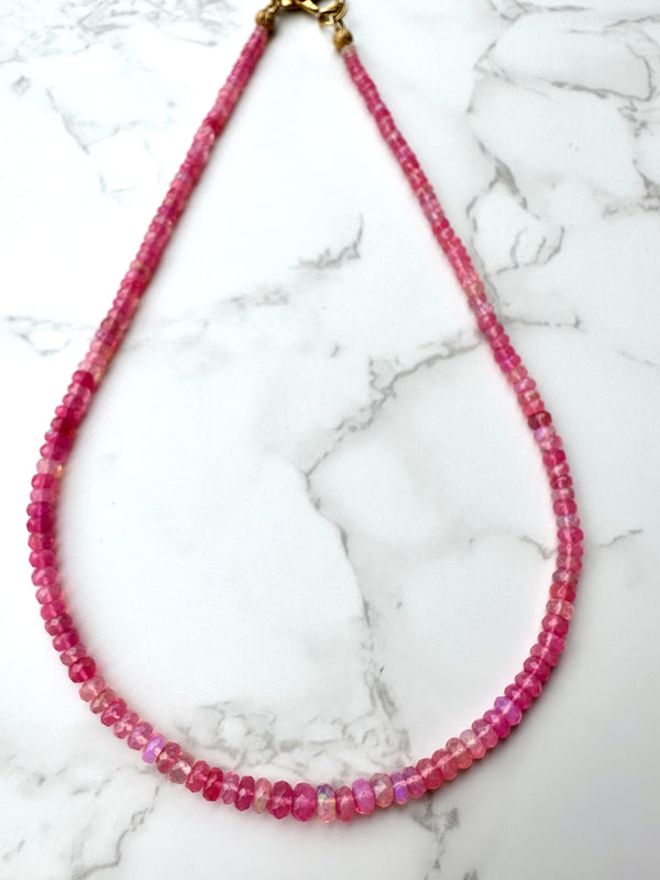 Pink Faceted Fire Opal Necklace