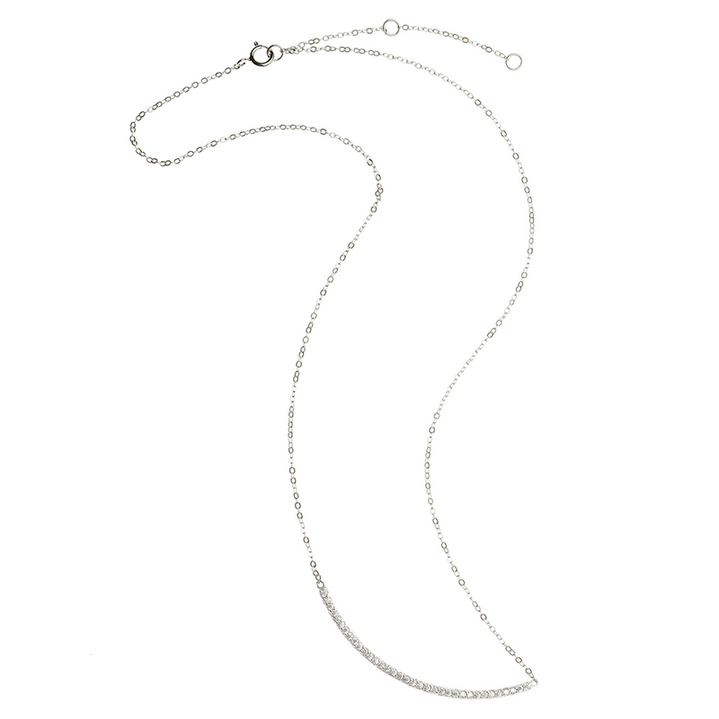 Pave Curved Bar Necklace