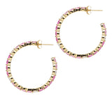 Pink and White Sapphire Hoop Earrings
