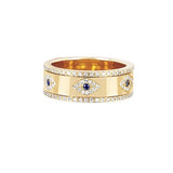 Gold Evil Eye Ring with CZ Pave Stones