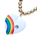 14K Gold Filled 3mm Gold Bead Ball Necklace with Rainbow Heart by Menagerie