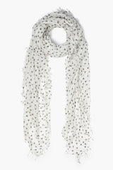 White and Black Stars Cashmere and Silk Scarf