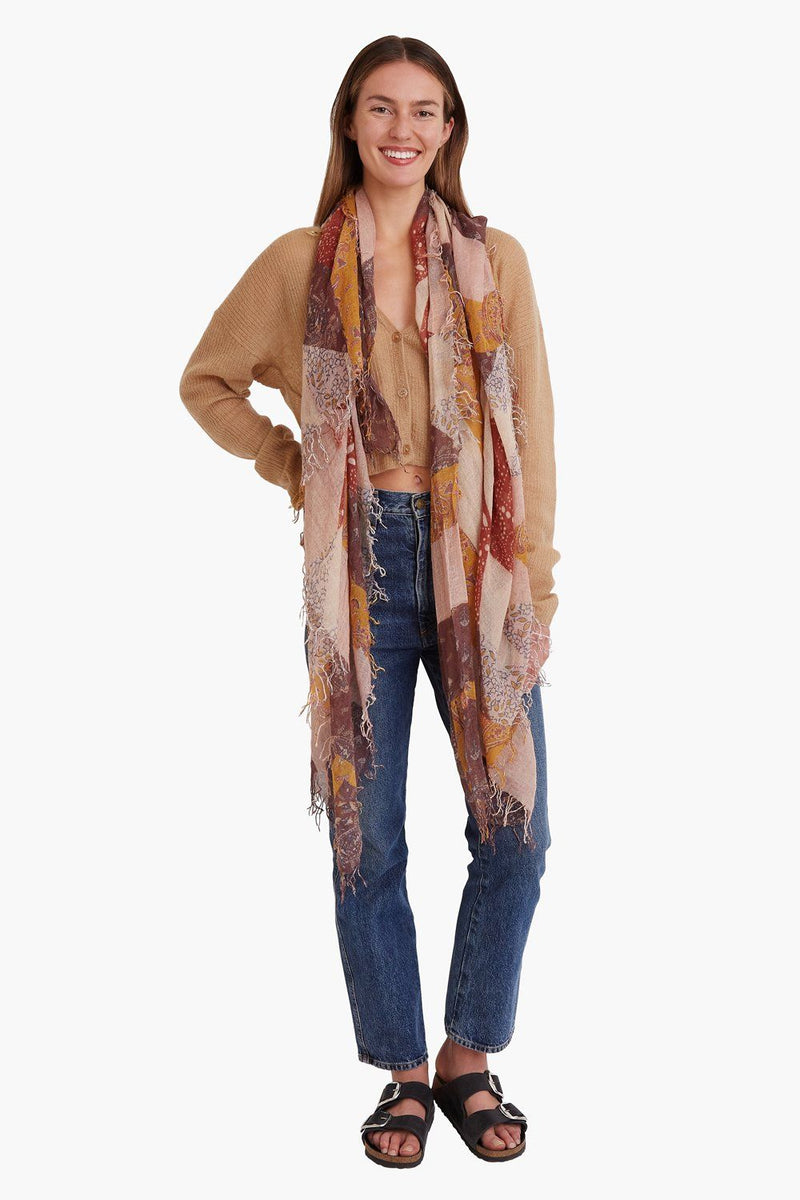 Spiced Wine Patchwork Cashmere and Silk Scarf by Chan Luu