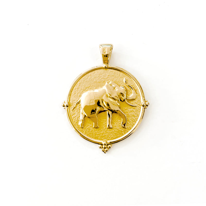 Exclusive Gold Coin Fortune Elephant Pendant Necklace by Jane Win