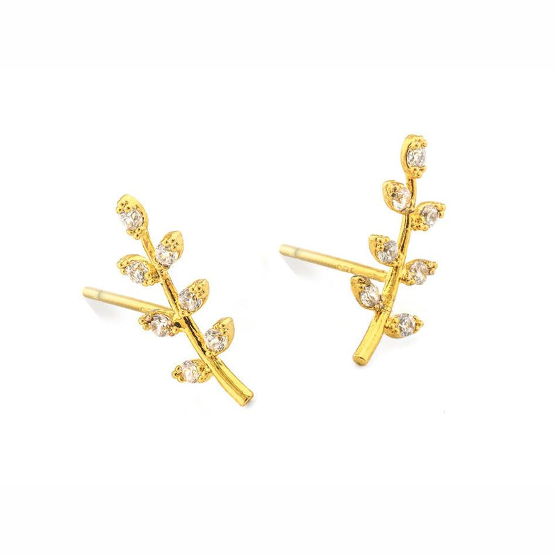 CZ Gold Leaf Earrings