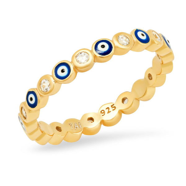 Eternity Enamel Evil Eye Cz Ring Menagerie Boutique
