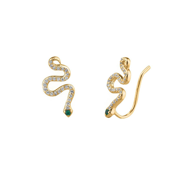 Emerald Snake Eye Cz Detailed Earring