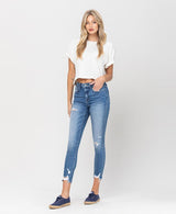 Blue Trees Mid-rise Distressed Cropped Skinny Jeans by Flying Monkey