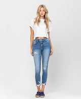 Blue Trees Mid-rise Distressed Cropped Skinny Jeans by Flying Monkey