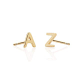 Initial Stud Solid 14Kt Gold Earring