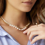 Curb Chain Necklace with Freshwater Pearls