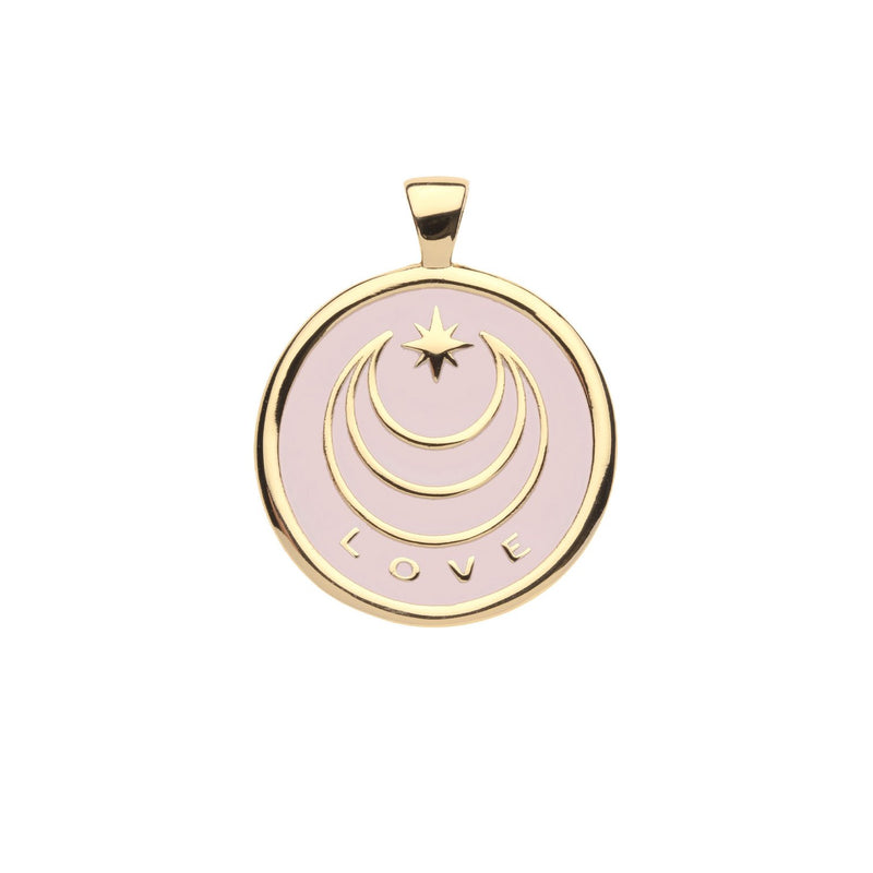 Love JW Orginal Pendant Coin Pink Enamel Necklace by Jane Win