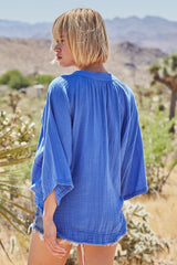 Marrakesh Dashiki in Double Gauze - Moroccan Blue by 9Seed