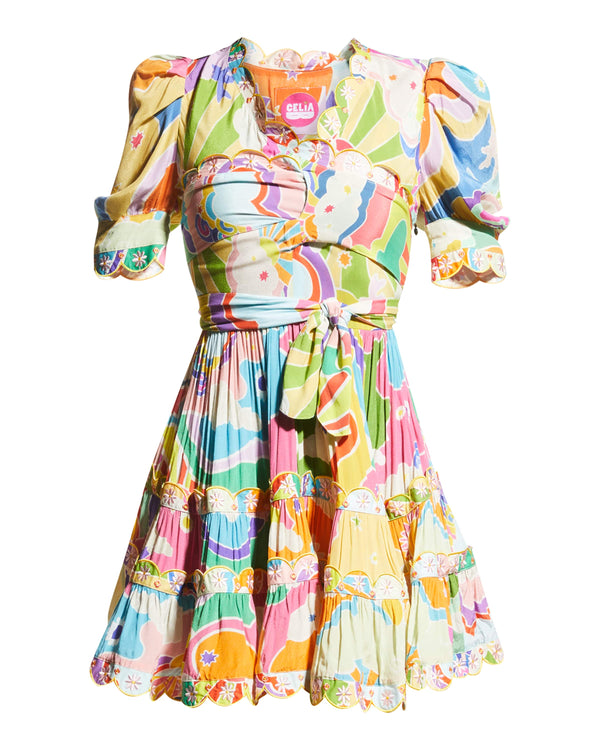 Andromeda Scalloped Multicolor Mini Dress by CELIAB