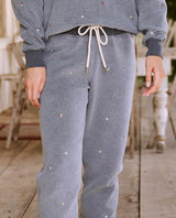 Vintage Navy Floral Emb Sherpa Sweatpant by The Great Final Sale