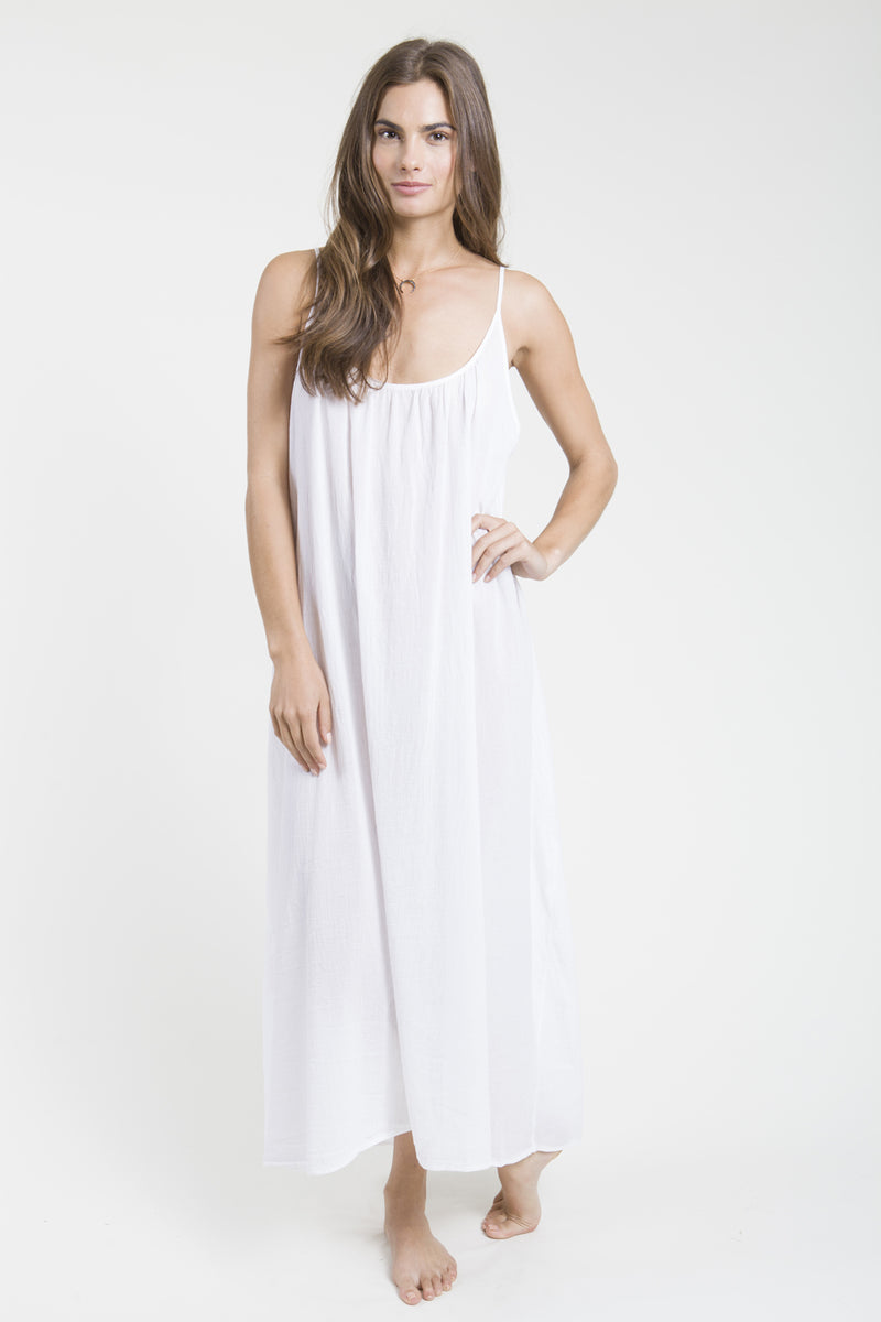 ARIEL Gauze cotton slip maxi dress with low back – SANDARA